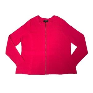 Lane Bryant Red Full Zip Cardigan Gold Zip Bandage Jacket Sweater Holiday‎ 18/20
